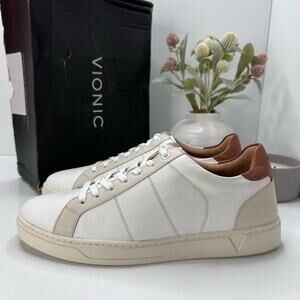 Vionic Lucas Lace Up Leather Sneaker White Shoes I9348L1100 Men's 10M Tried on